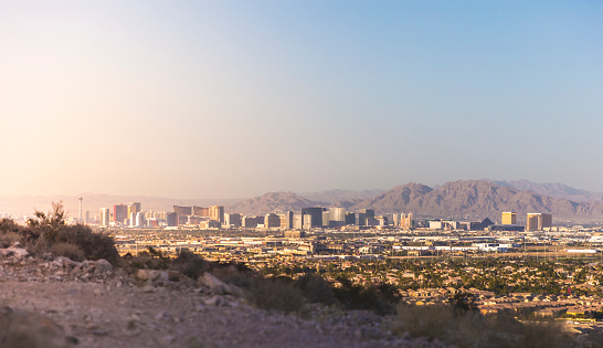 A panoramic view showing the world famous Las Vegas Strip in the distance.