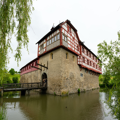19 June 2020 - Hagenwil, TG / Switzerland - view of the historic water castle in Hagenwil in the Swiss canton of Thurgau near Amriswil