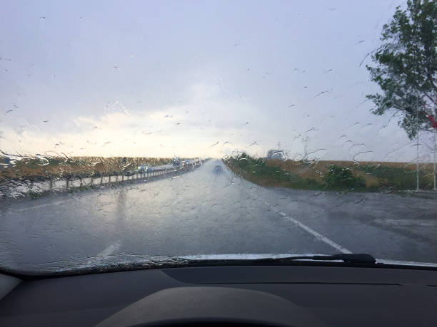 istock Driving towards the sunset on a rainy day 1250716081