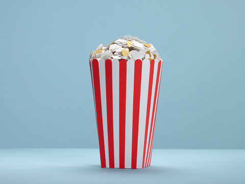 Striped box with popcorn