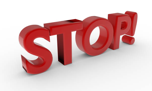 istock 3d illustration of word STOP isolated on white 1250722707