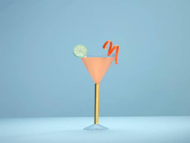 Tropical drink paper cut on white background