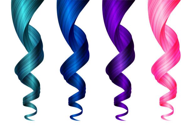Set Of Creative Colored Wavy Strands Of Hair Vector Realistic 3d  Illustration Stock Illustration - Download Image Now - iStock