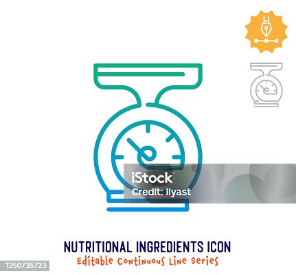 istock Nutritional Ingredients Continuous Line Editable Stroke Line 1250735723