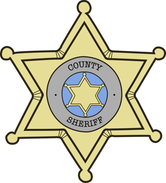 złota odznaka gwiazdy "sheriff deputy" na białym tle - police officer security staff honor guard stock illustrations
