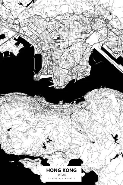 Vector illustration of Hong Kong, Special Administrative Region of the People's Republic of China Vector Map