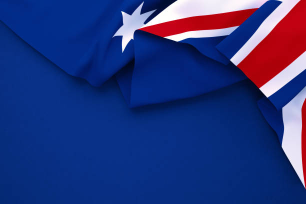istock Australian Flag on Navy Blue Background 1250775409