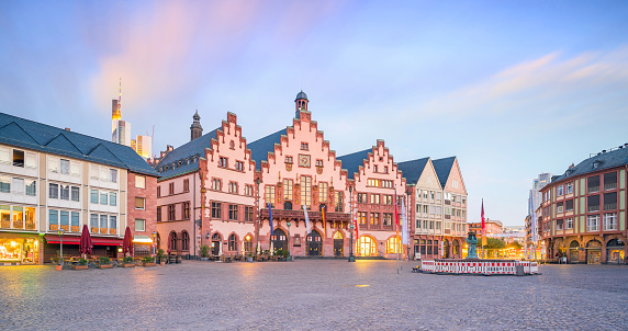 Old town square romerberg in downtown Frankfurt, Germany