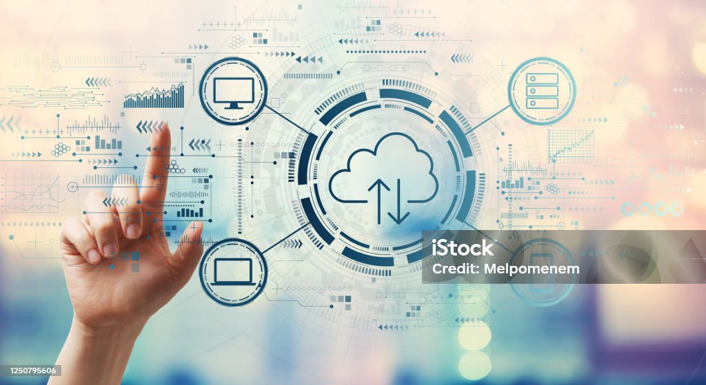 Cloud Computing mit Handdrücken - Lizenzfrei Cloud Computing Stock-Foto