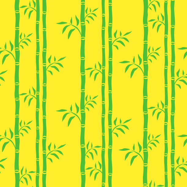 бамбуковые деревья мультфильм бесшовные картины зеленый вектор - seamless bamboo backgrounds textured stock illustrations