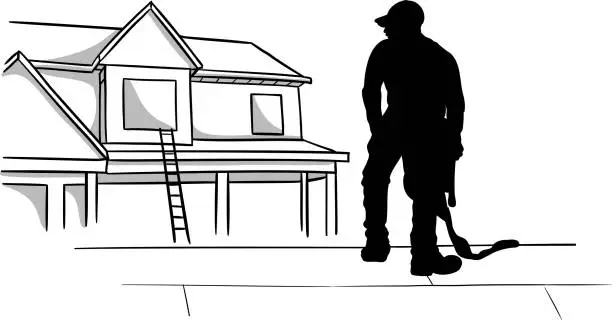 Vector illustration of Construction Safety Code Silhouette