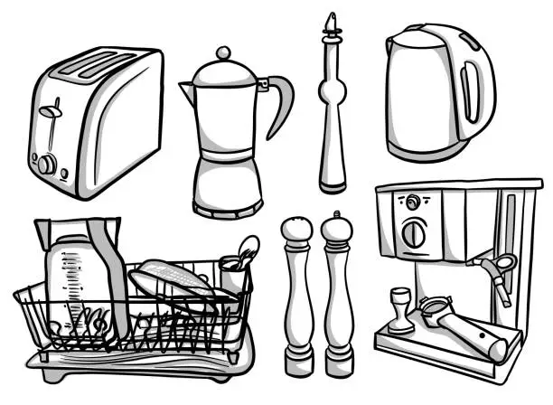 Vector illustration of Kitchen Equipment And Appliances