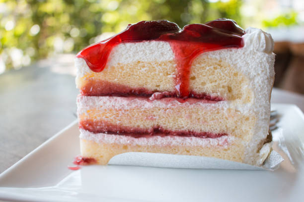 Strawberry-cream-cake with fresh strawberries