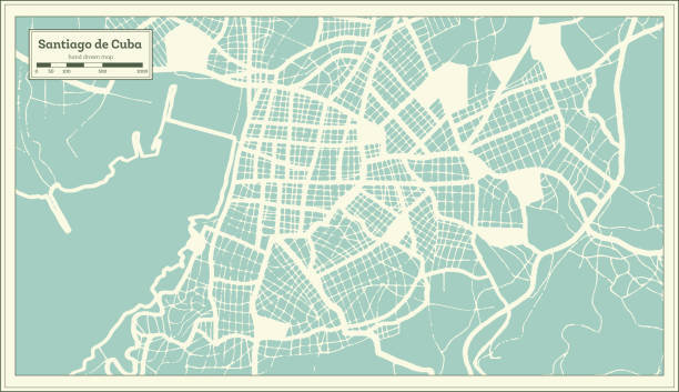 istock Santiago de Cuba City Map in Retro Style. Outline Map. 1250851206