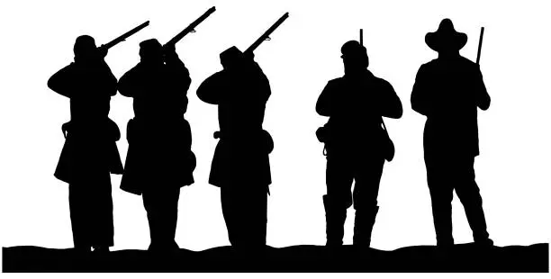 Vector illustration of American Civil Soldiers silhouette illustration