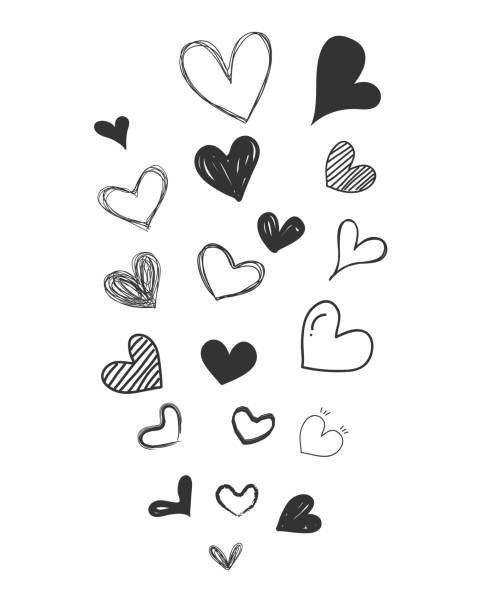 Set of scribble black hearts. A collection of heart shapes draw the hand. Symbol of love. Design elements for decoration wedding card. Vector hearts. Vector illustration. Set of scribble black hearts. A collection of heart shapes draw the hand. Symbol of love. Design elements for decoration wedding card. Vector hearts. Vector illustration. hand drawing background stock illustrations