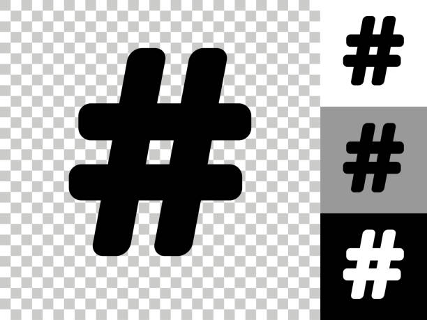 Hashtag Icon on Checkerboard Transparent Background vector art illustration