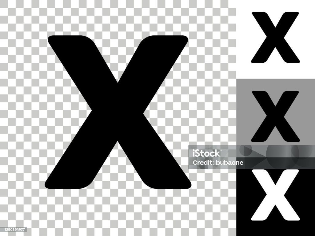 Letter X Icon On Checkerboard Transparent Background Stock Illustration -  Download Image Now - iStock