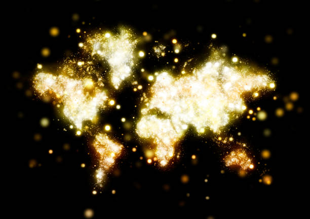 Image of modern minimalistic optimally dotted world map illustration
