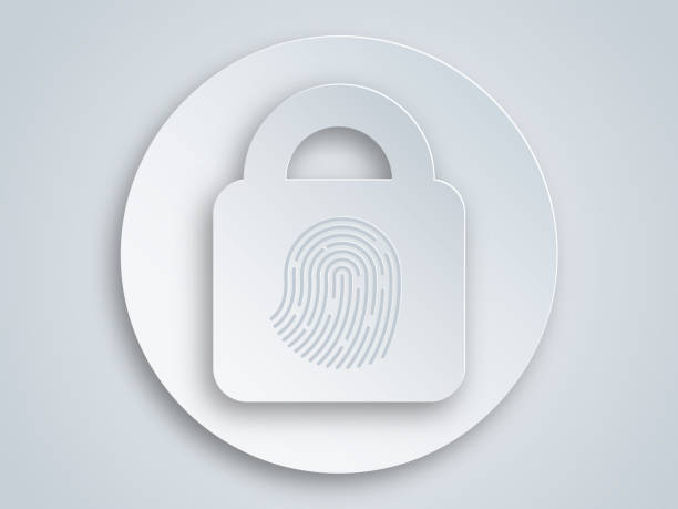 istock Cyber security icon on grey background. Closed padlock and finger print . Safety concept. Digital data protection . Vector Illustration 1250905643