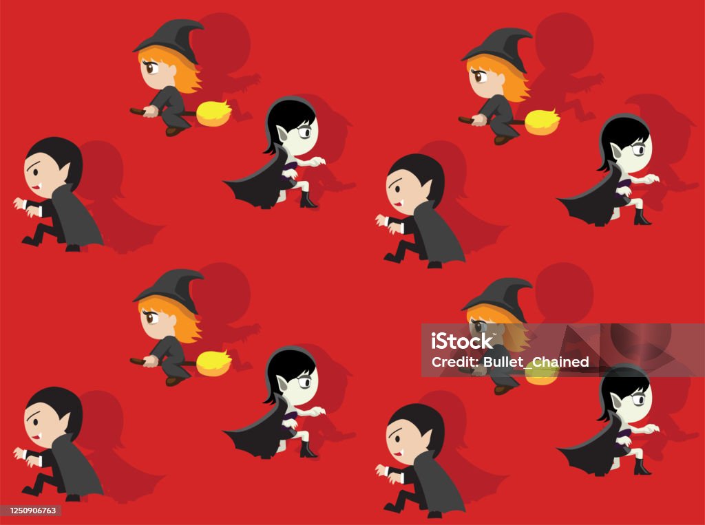 Vampire Dracula Witch Side Cartoon Character Vector Seamless Background  Wallpaper01 Stock Illustration - Download Image Now - iStock