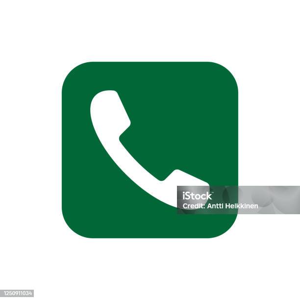 Signe Phone Icône De Téléphone Symbole Dapplication Dappel Bouton Carré Vert Logo ...
