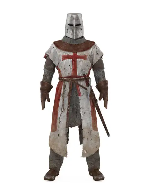 Templar Knight Armor isolated on white background. 3D render
