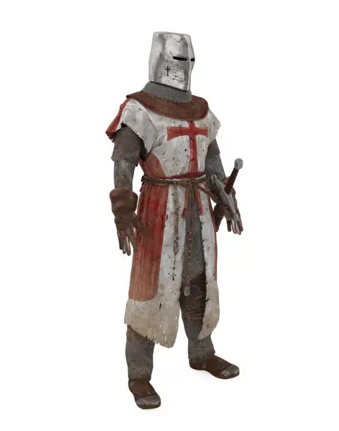 Templar Knight Armor isolated on white background. 3D render