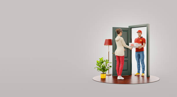 istock Food delivery service. Pizza delivery concept. 1250916563