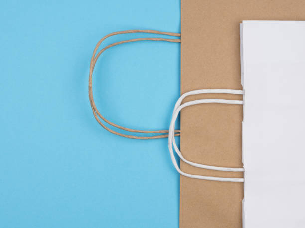 istock Bags made of ecological materials on a blue background. 1250919707
