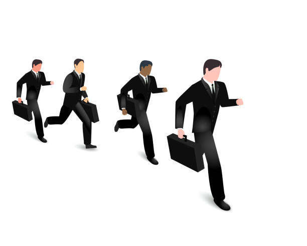 istock Group business people running. Concept of successful businessman on white. 1250923254