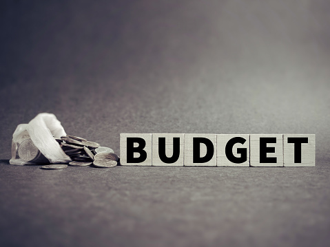 BUDGET text on wooden blocks. Stock photo.