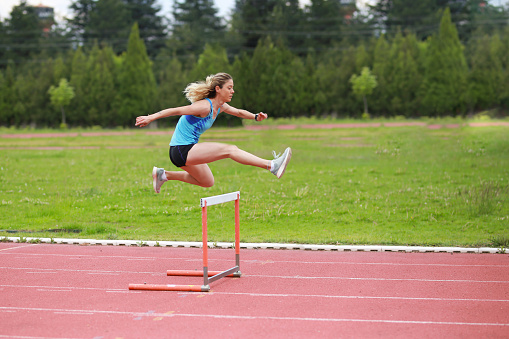 Athlete competes in high jump