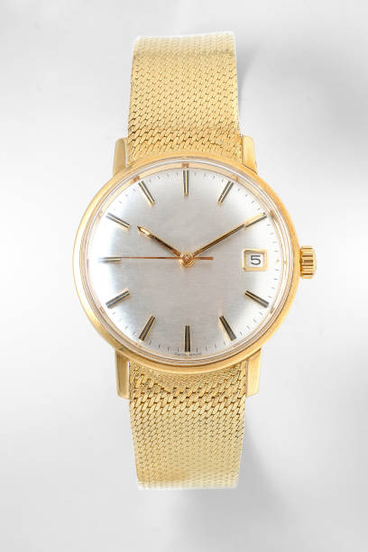 istock Golden watch on white background 1250931733