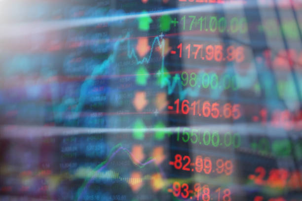 istock Stock market chart,Stock market data on LED display concept. 1250931945