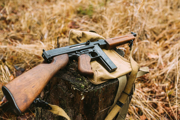 istock American Submachine Weapon Of World War II On Forest Sump 1250937773