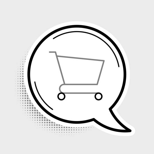 istock Line Shopping cart icon isolated on grey background. Online buying concept. Delivery service sign. Supermarket basket symbol. Colorful outline concept. Vector 1250939058