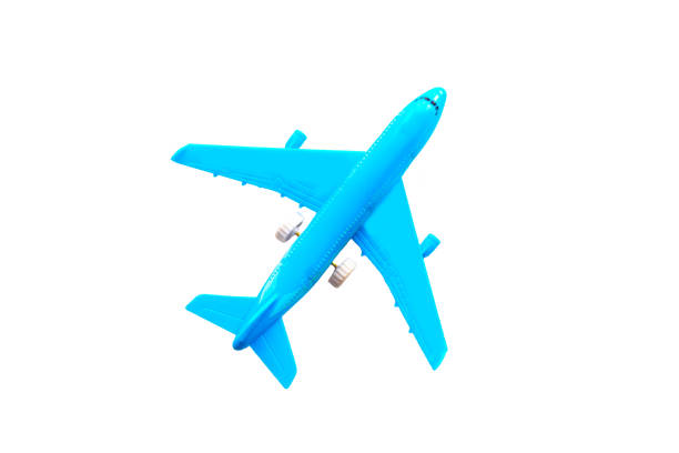 istock Toy airplane isolated on white, top view 1250944248