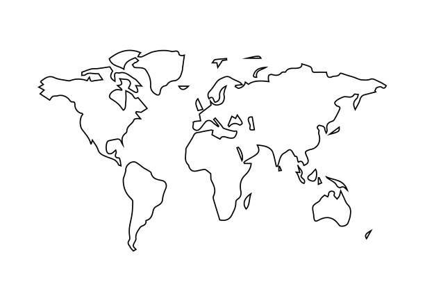 Simple Rough Drawn Map 2,700+ World Map Sketch Line Art Drawing Stock Photos, Pictures ...