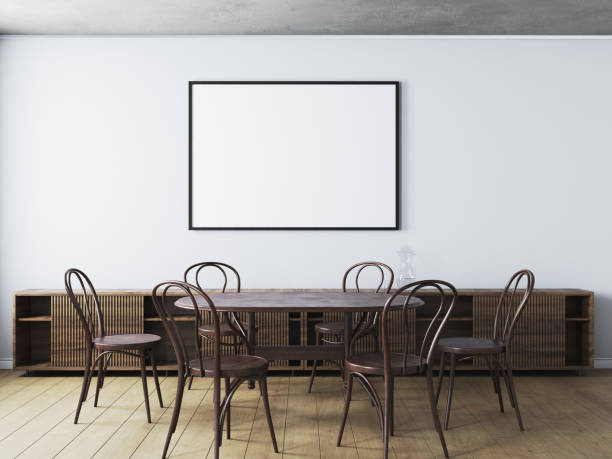istock Wall mock up in living room. Scandinavian interior. 3d rendering, 3d illustration 1250947597