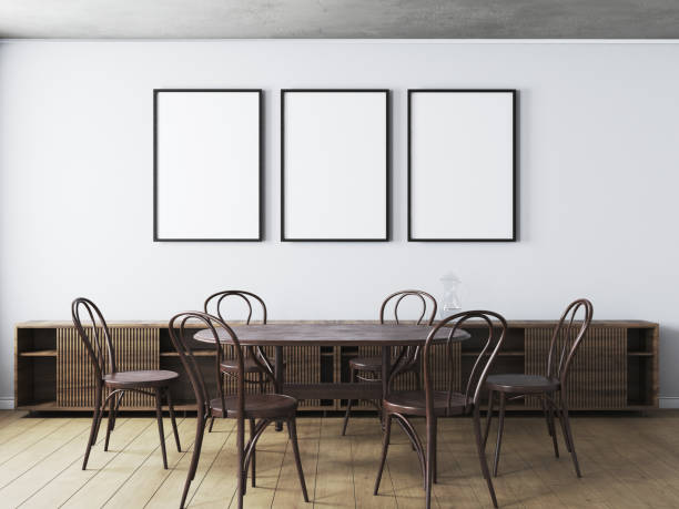 istock Wall mock up in living room. Scandinavian interior. 3d rendering, 3d illustration 1250947599