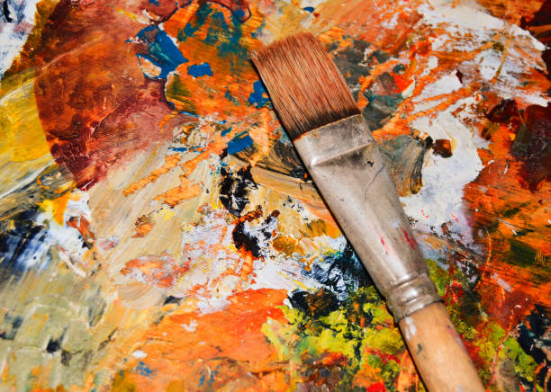 istock Painter's palette and brush 1250950869