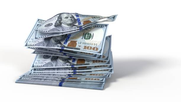 istock pack of dollar banknote papers flies away. 3D illustration 1250951804
