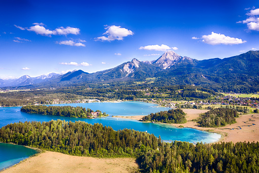 Panoramic view of the Mont Blanc mountain range and Chamonix. Rhone Alps, France