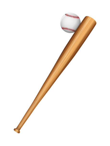 Baseball hit Baseball bat and ball on a white background. Vector illustration. baseball bat home run baseball wood stock illustrations