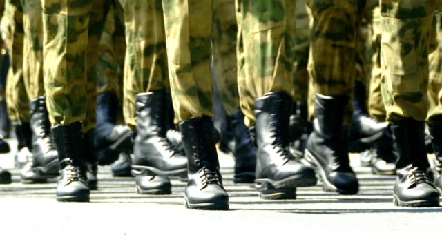 close-up - military marching