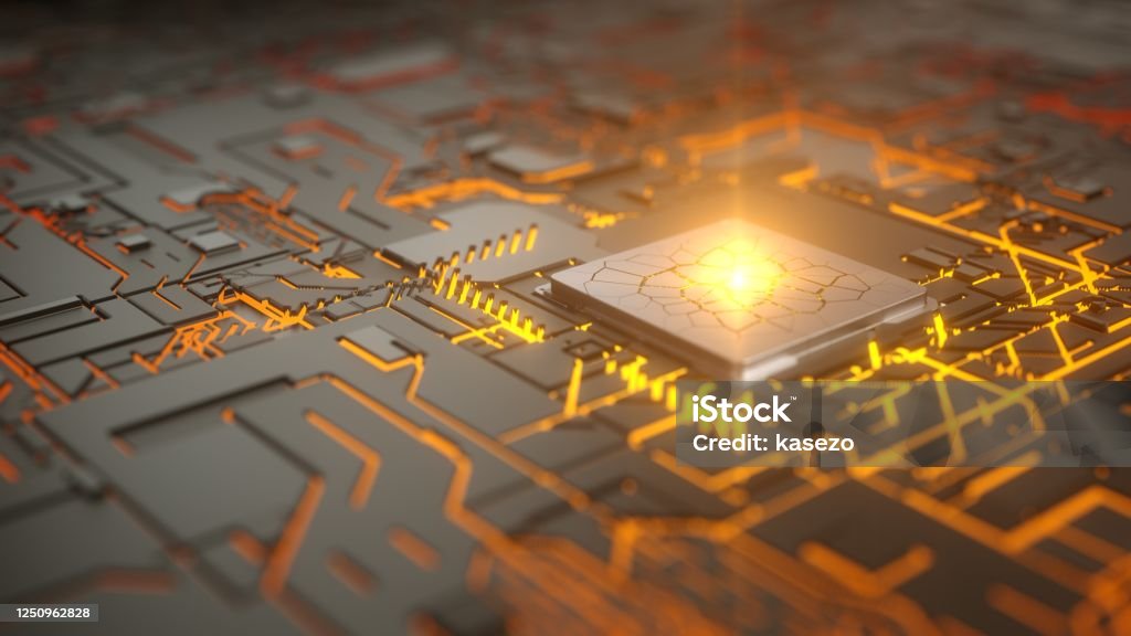 Light Cpu Cpu Concept With Glowing Abstract Lines And Light Beam On Processor 3d ...