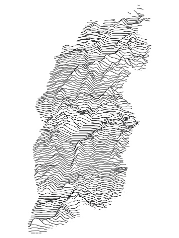 Grey Topographic 3D Map of Chinese Province of Shanxi
