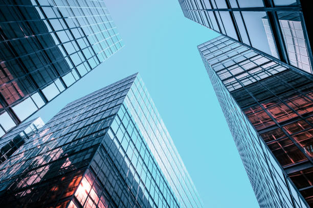 istock Corporate office building facade and sky - business concept - 1250964353