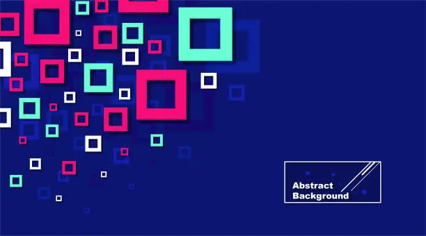 Vector illustration of Blue Background abstract squares, geometric minimal template